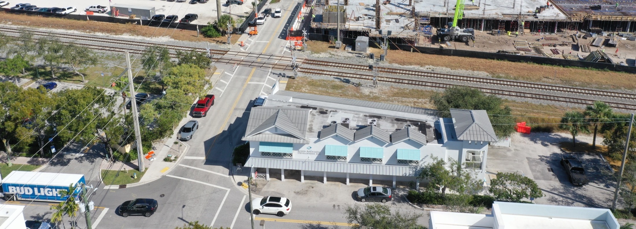 101 SE 2nd Avenue free-standing building with downtown Delray Beach and new development behind