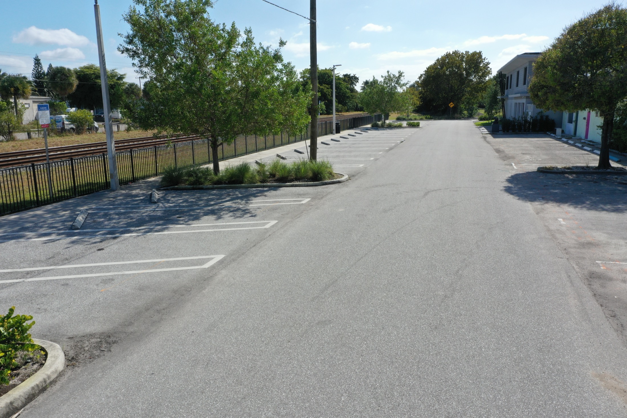 Newly built parking serving the property along the rail corridor