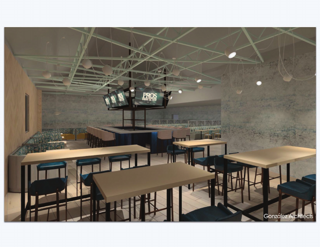 Interior concept rendering — main dining and bar